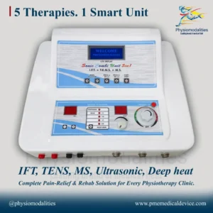 5-in-1 Physiotherapy Combo Machine – IFT, TENS, MS, Ultrasonic & Deep Heat