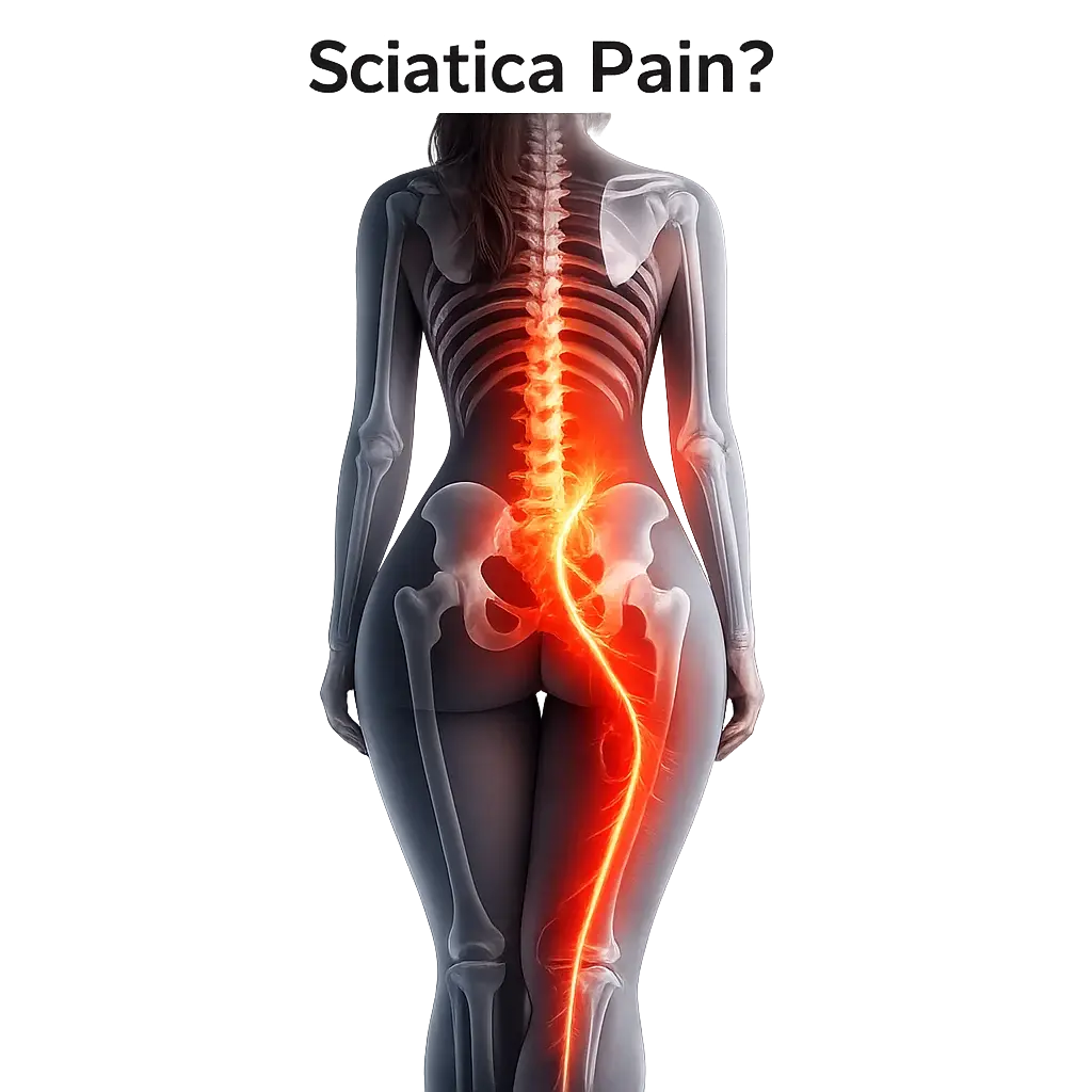 Physiotherapist treating sciatica pain using physiotherapy machine