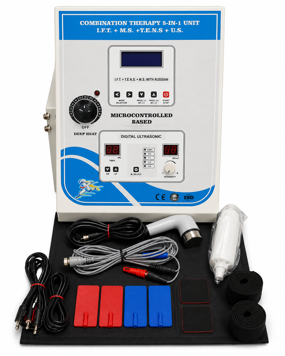 5 in 1 Combination Therapy Physiotherapy Machine Combo 5 in 1 Physiotherapy Machine with IFT MS TENS Ultrasound Deep Heat by PHYSIOMODALITIES ENTERPRISES