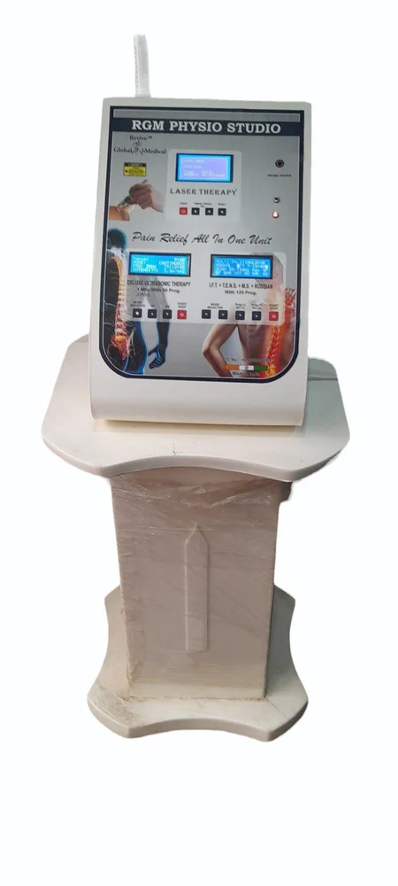 Physio Studio – Multi Therapy System (IFT, TENS, MS, Laser & Ultrasonic) Physio Studio – Multi Therapy System by PHYSIOMODALITIES ENTERPRISES with IFT, TENS, MS, Laser, and Ultrasonic Therapy for physiotherapy and rehabilitation.
