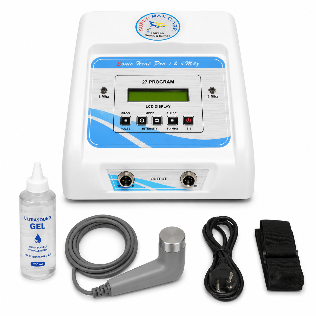 1 & 3 MHz Dual Frequency Ultrasonic Therapy Machine 1 & 3 MHz Dual Frequency Ultrasonic Therapy Machine with 27 programs and LCD display by PHYSIOMODALITIES ENTERPRISES