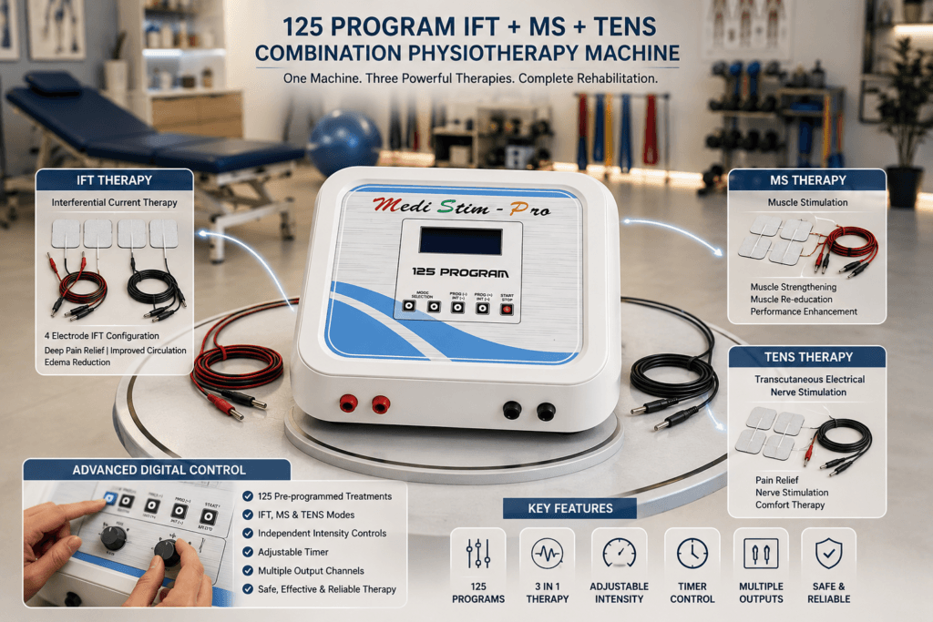 125 Program IFT + MS + TENS Combination Physiotherapy Machine