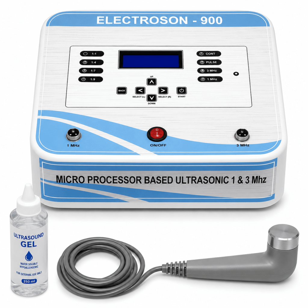 Electroson 900 – 1 & 3 MHz Ultrasonic Therapy Machine ELECTROSON-900 1 & 3 MHz Microprocessor Ultrasonic Therapy Machine by PHYSIOMODALITIES ENTERPRISES