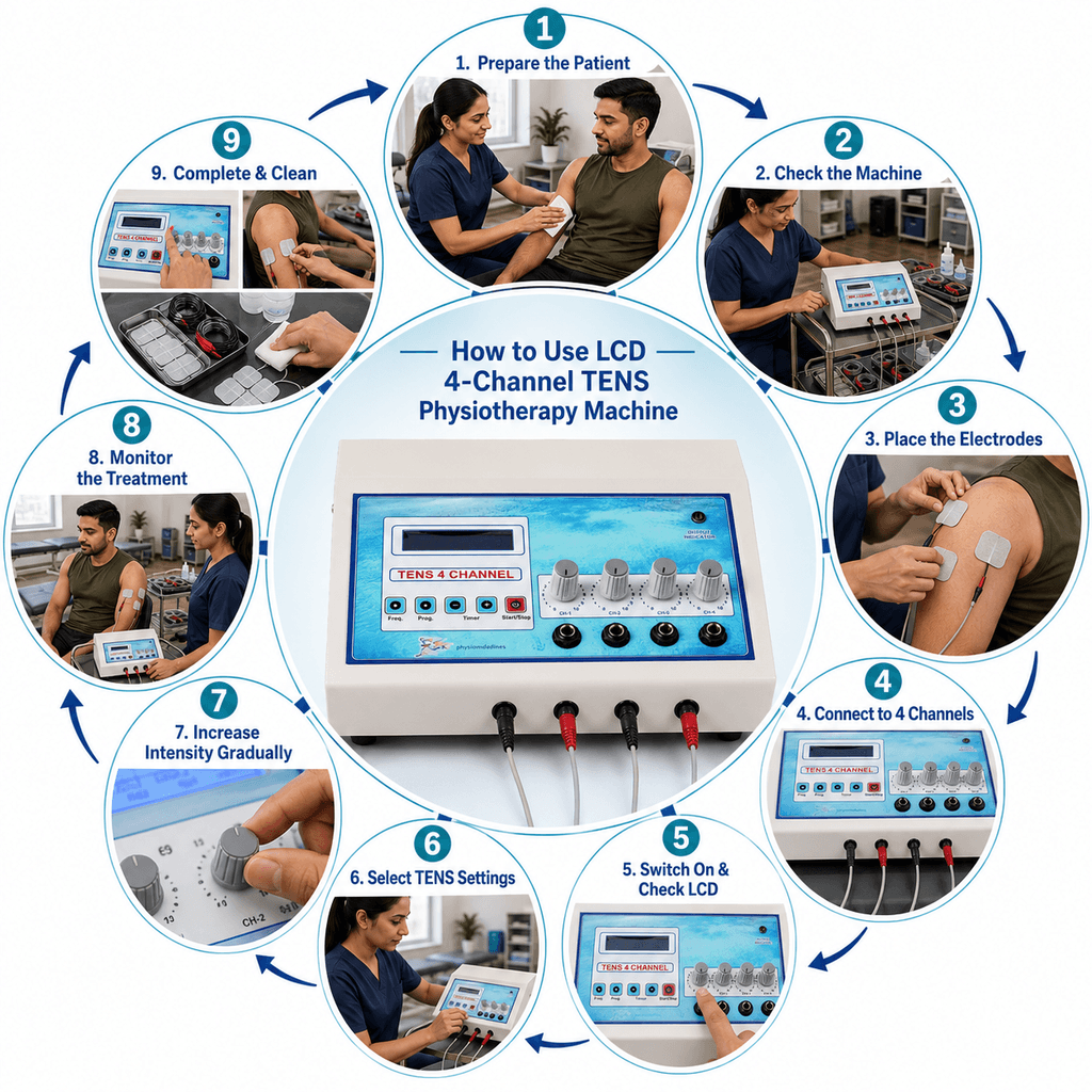 LCD 4-Channel TENS Physiotherapy Machine