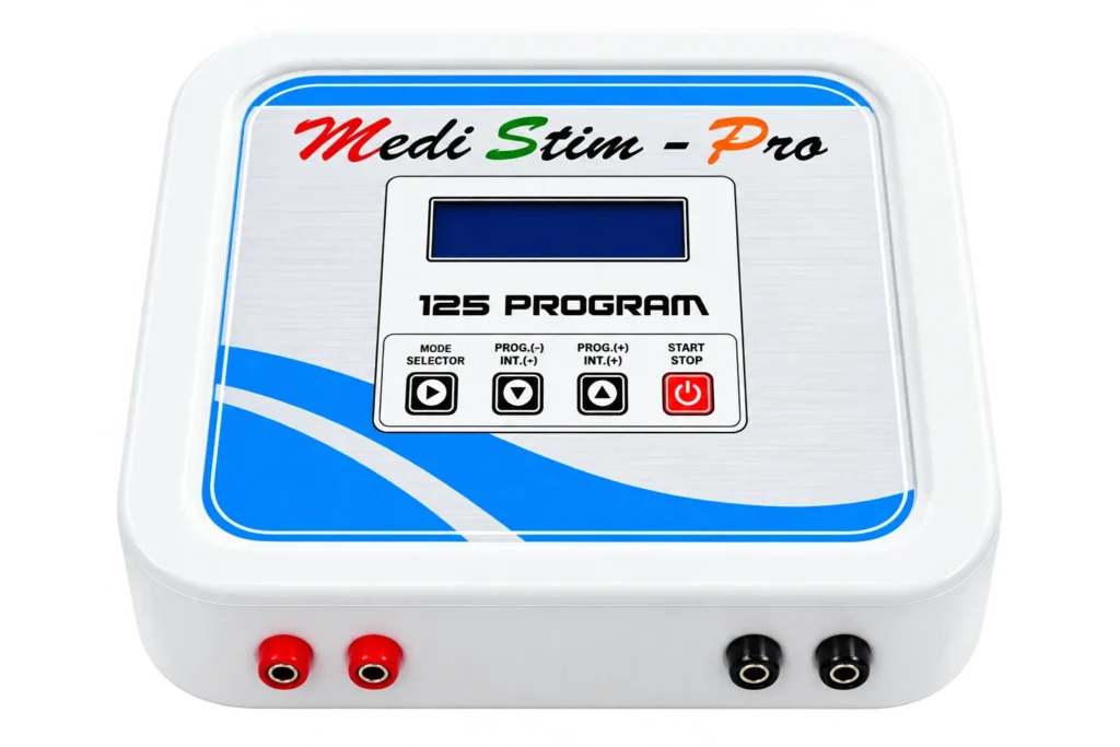 Medi Stim Pro 125 Program IFT MS TENS Physiotherapy Machine with digital display and four output ports
