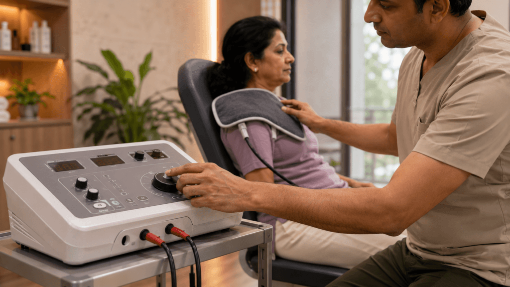 Deep Heat Therapy Machine during physiotherapy treatment