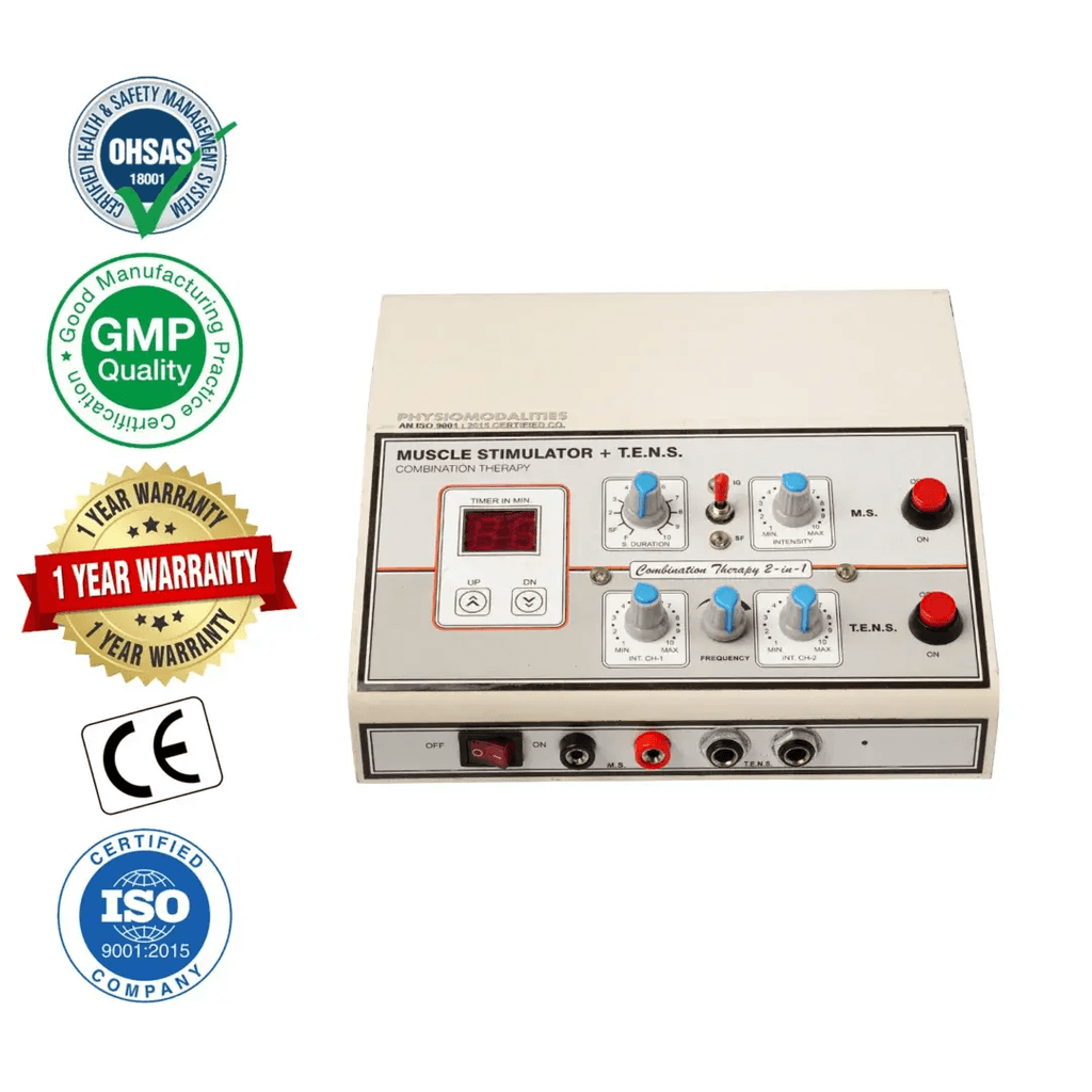 Muscle Stimulator + TENS Combination Physiotherapy Machine with Digital Timer and Adjustable Controls