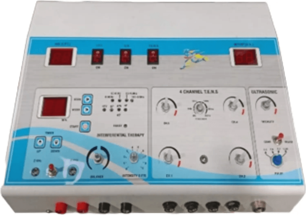 4 Ch TENS + IFT + US Combo Therapy device 4 Channel TENS with IFT and Ultrasonic Combination Physiotherapy Machine