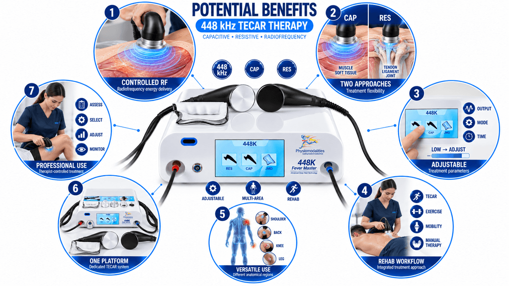 448KHz Tecar Therapy Machine Potential Benefits of 448 kHz TECAR Therapy with CAP and RES Radiofrequency Treatment Modes