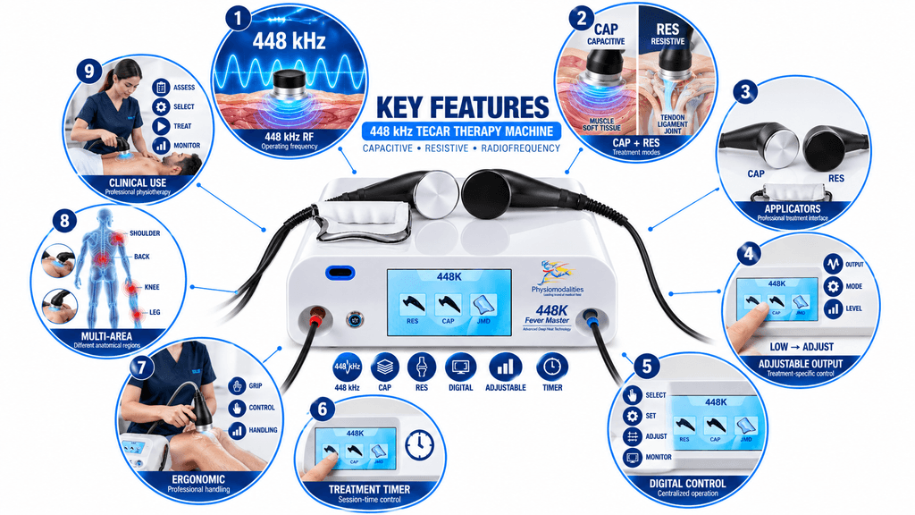 448KHz Tecar Therapy Machine 448 kHz TECAR Therapy Machine Key Features with CAP and RES Radiofrequency Treatment Modes