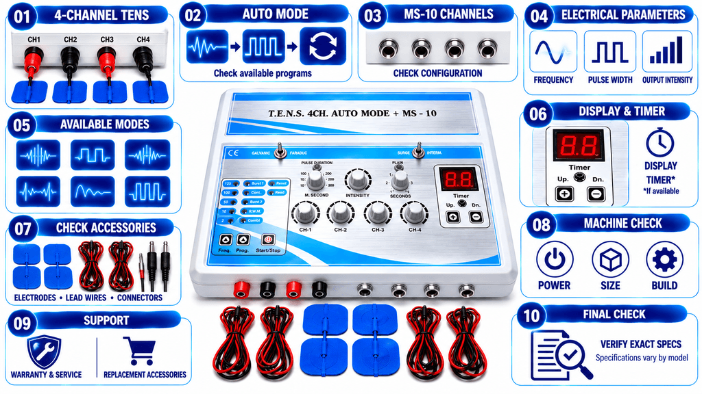 4CH Auto Mode TENS + MS-10 Physiotherapy Machine