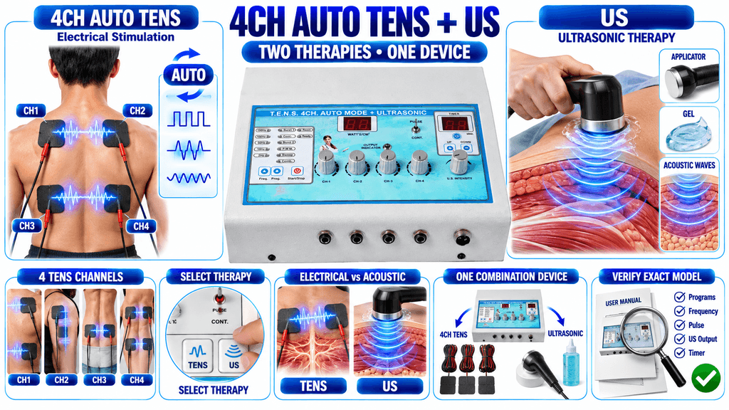 4CH Auto TENS + US Combo Device
