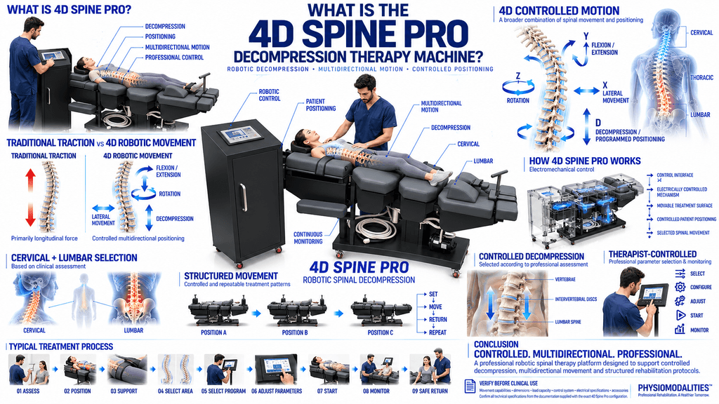 4D Spine Pro Decompression Therapy Machine 4D Spine Pro Decompression Therapy Machine with Robotic Multidirectional Spinal Movement and Cervical Lumbar Therapy