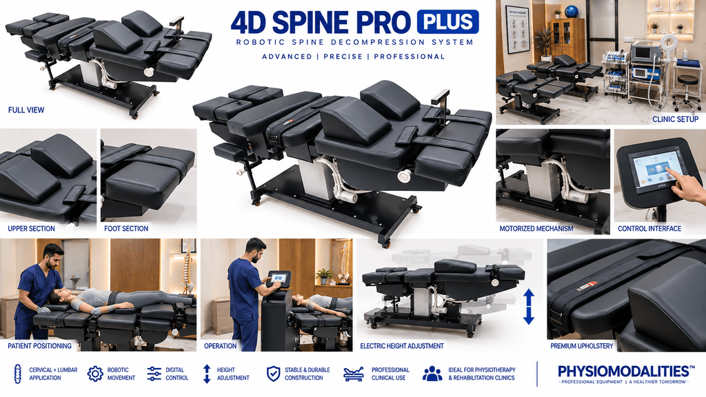 4D Spine Pro PLUS Decompression Therapy Machine 4D Spine Pro Plus Robotic Spine Decompression Therapy Machine with Digital Control, Electric Height Adjustment and Cervical Lumbar Application