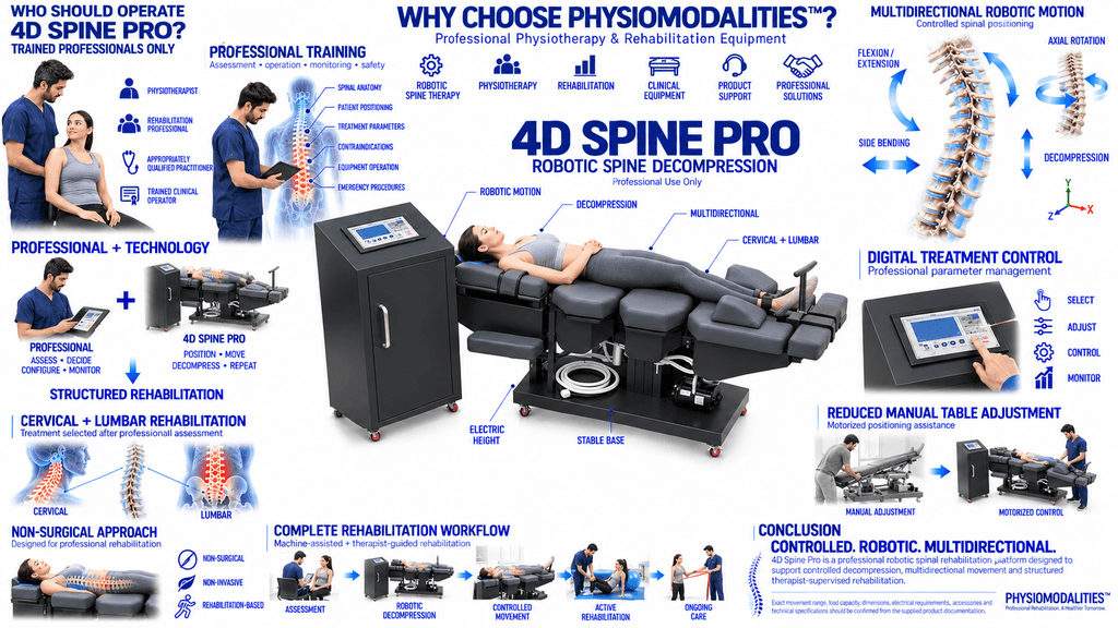4D Spine Pro Decompression Therapy Machine 4D Spine Pro Decompression Therapy Machine with robotic spinal movement, cervical lumbar rehabilitation and digital treatment control