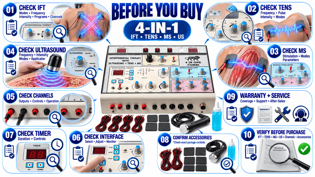 4-in-1 Physiotherapy Machine Before You Buy Guide for IFT, TENS, MS and Ultrasonic Therapy