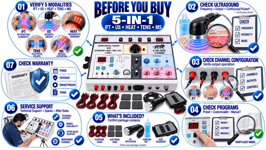 Before You Buy 5-in-1 Physiotherapy Machine with IFT, Ultrasonic, Heat, TENS and Muscle Stimulation