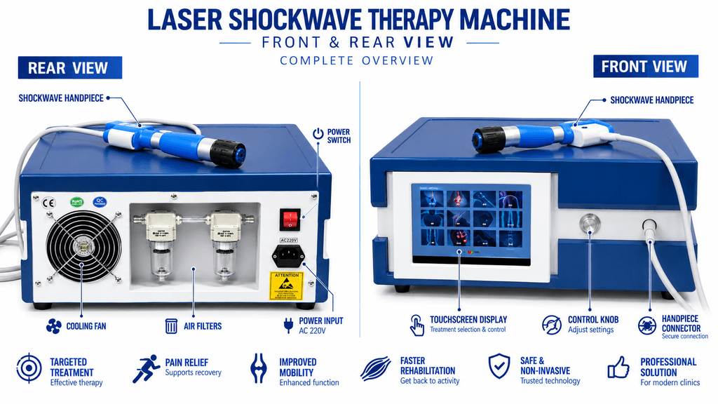 Shockwave Therapy Machine with Digital Touchscreen and Professional Handpiece Applicator