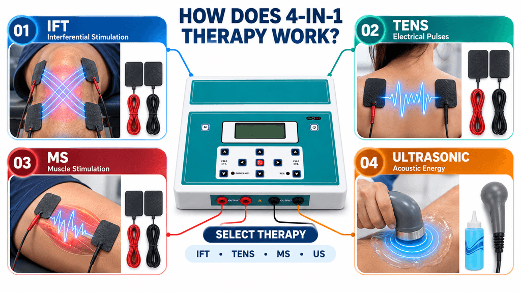 4-in-1 Electrotherapy Combo Machine 4-in-1 Electrotherapy Combo Machine