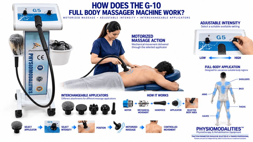 G-10 Full Body Massager Machine with Adjustable Intensity and Interchangeable Massage Applicators