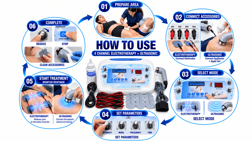 4 Channel Electrotherapy + Ultrasonic Combination Physiotherapy Machine