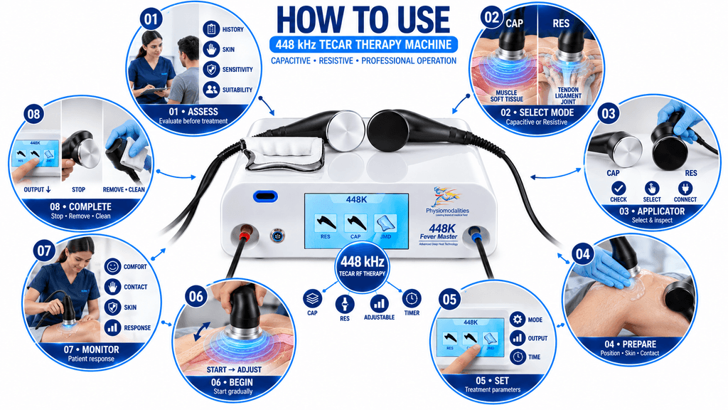448KHz Tecar Therapy Machine How to Use 448 kHz TECAR Therapy Machine with CAP and RES Treatment Modes
