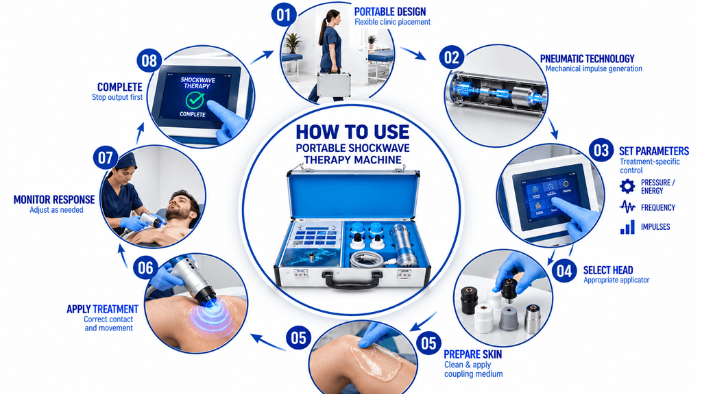 How to Use Portable Shockwave Therapy Machine – Step-by-Step Professional Treatment Workflow