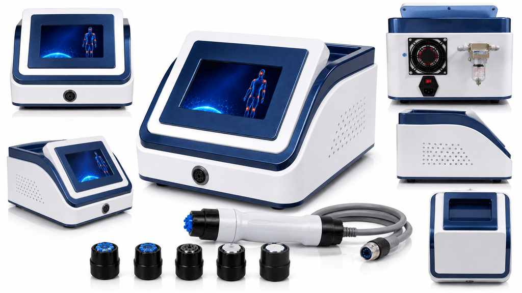 Q90 Shockwave Therapy Machine Q90 Pneumatic Shockwave Therapy Machine with Digital Display, Handpiece and Multiple Treatment Heads