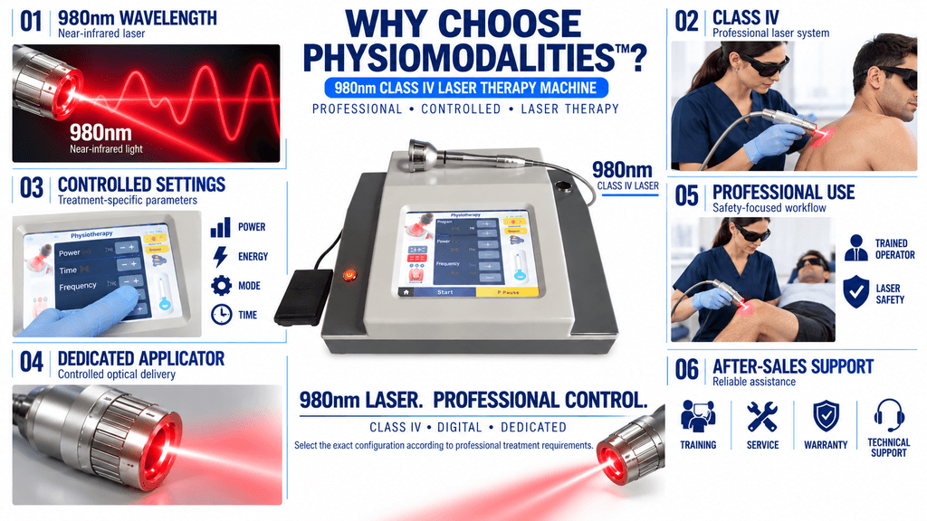 Why Choose PHYSIOMODALITIES 980 nm Class IV Laser Therapy Machine with Digital Controls and Professional Applicator