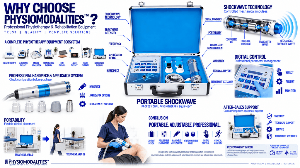 Why Choose PHYSIOMODALITIES Portable Shockwave Therapy Machine with Digital Controls, Handpiece and Applicator Heads