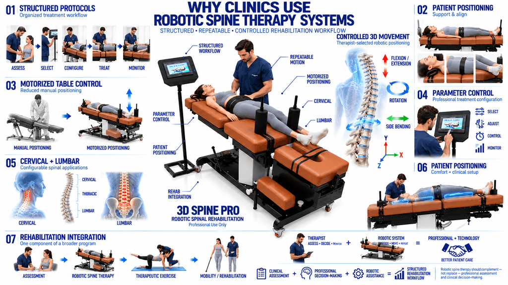 3D Spine Pro Decompression Therapy Machine 3D Spine Pro Robotic Spine Therapy System with Controlled 3D Movement, Cervical and Lumbar Rehabilitation