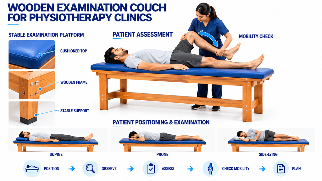 Wooden Examination Couch for Physiotherapy Clinics