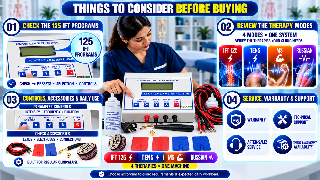 Digital IFT 125 Prog + TENS + MS + Russian Current Physiotherapy Machine