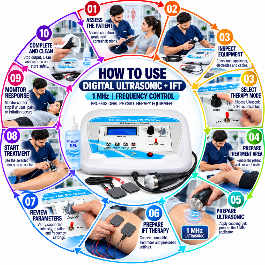 Digital Ultrasonic Therapy Unit 1 MHz with IFT Frequency Control Digital Ultrasonic Therapy Unit 1 MHz with IFT Frequency Control