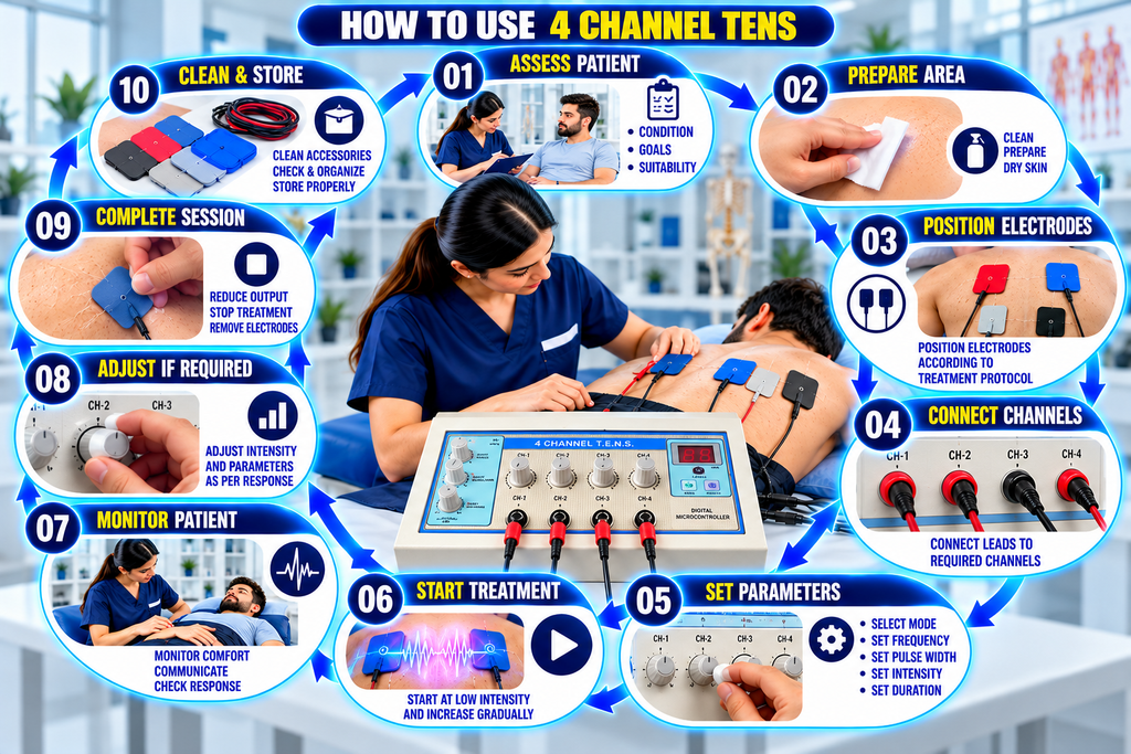 4 Channel TENS Physiotherapy Machine 4 Channel TENS Physiotherapy Machine
