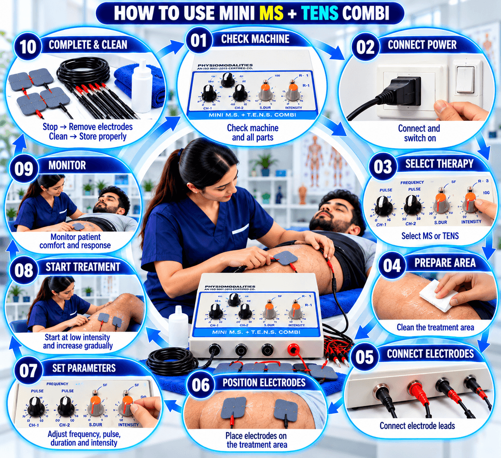 Ultrasonic + TENS Combo Physiotherapy Machine