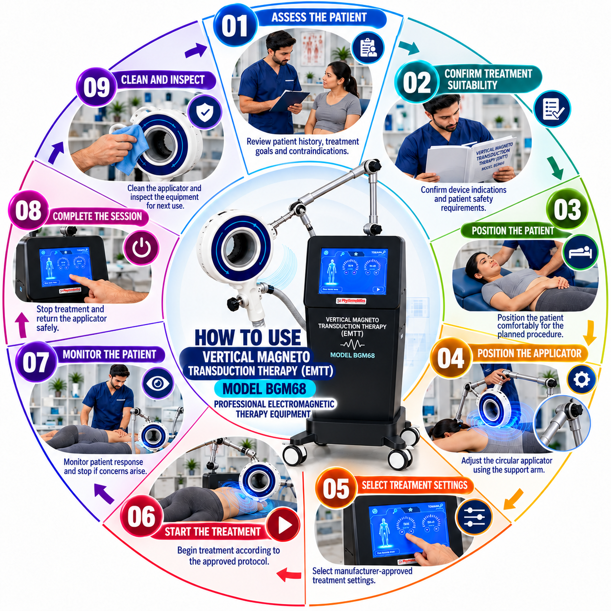 How to Use Vertical Magneto Transduction Therapy (EMTT) Machine Model BGM68 – Step-by-Step Treatment Guide