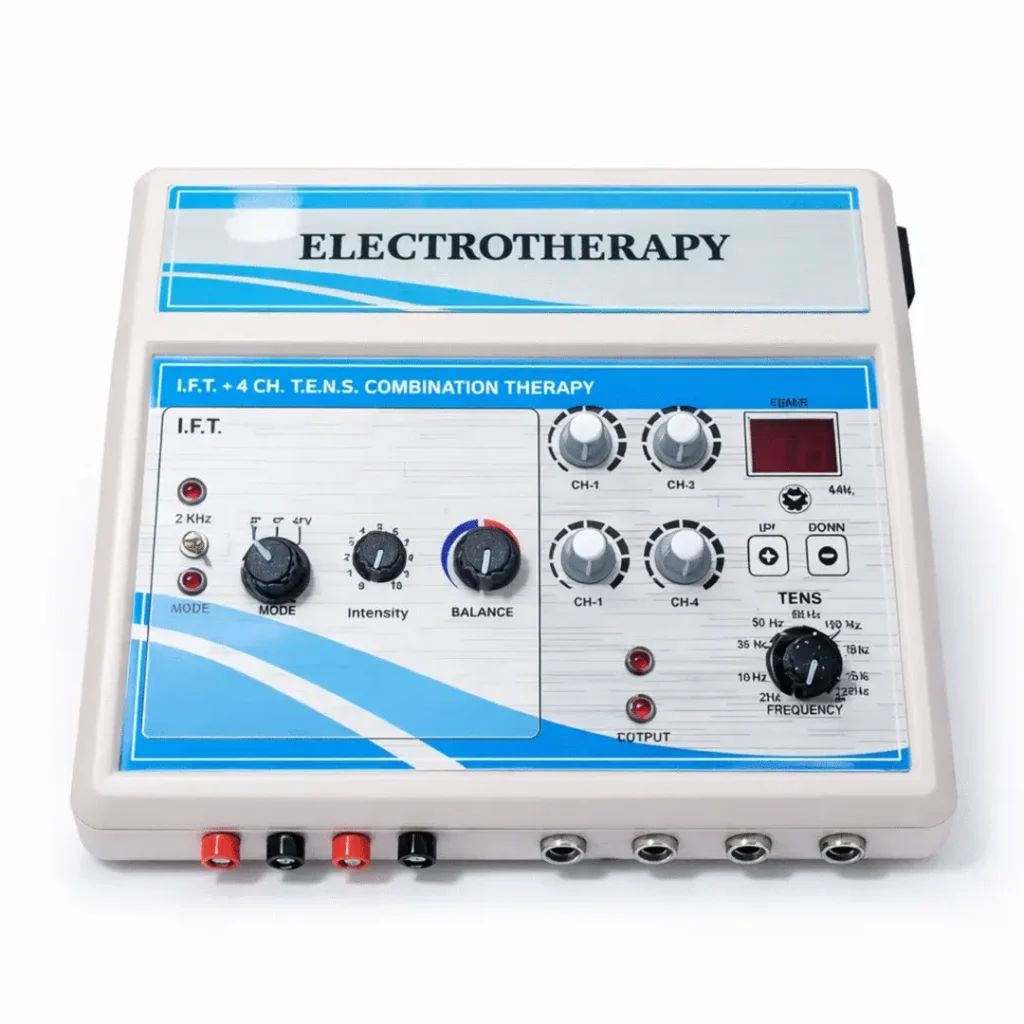 IFT + 4-Channel TENS Combination Therapy Machine IFT and 4-Channel TENS Combination Electrotherapy Machine with Adjustable Intensity and Frequency Controls