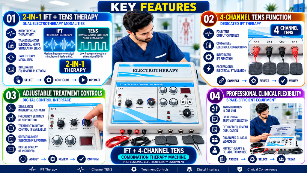 IFT + 4-Channel TENS Combination Therapy Machine IFT + 4-Channel TENS Combination Therapy Machine