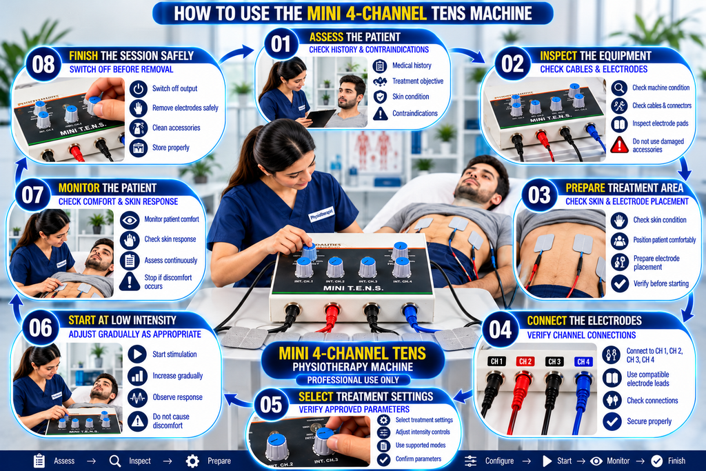 Mini 4-Channel TENS Physiotherapy Machine