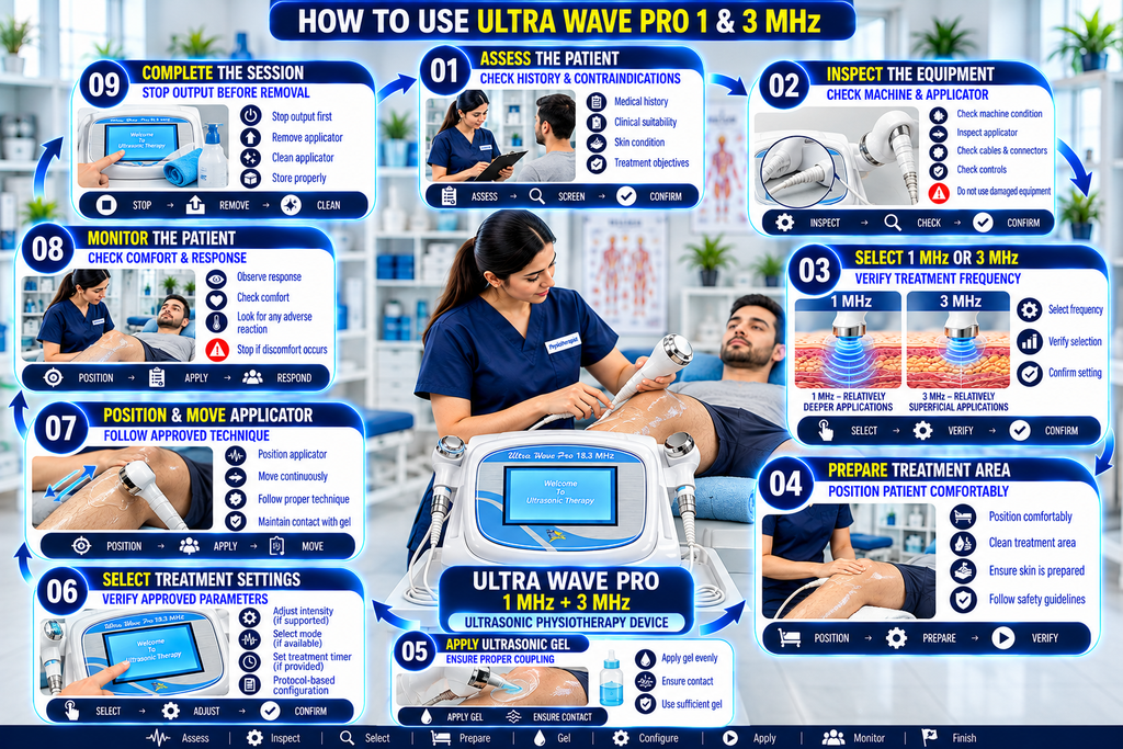 Ultra Wave Pro 1 & 3 MHz Ultrasonic Physiotherapy Device